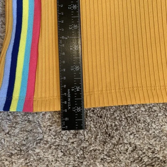 Haute Monde Dress Womens Large Yellow with Rainbow Accent Sleeveless - Picture 10 of 10